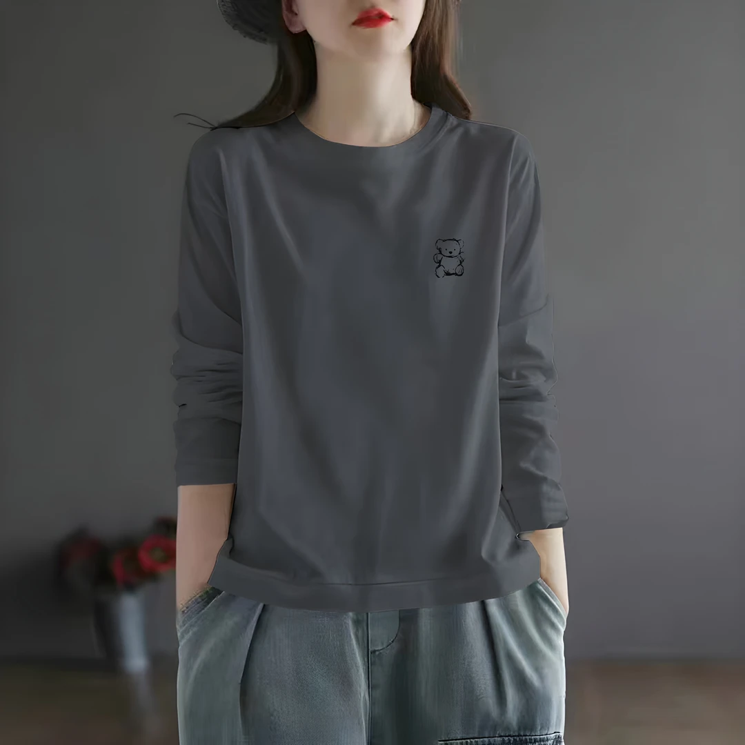 小个子大码圆领正肩长袖t恤女学生基础款纯色圆领初秋叠穿体恤衫