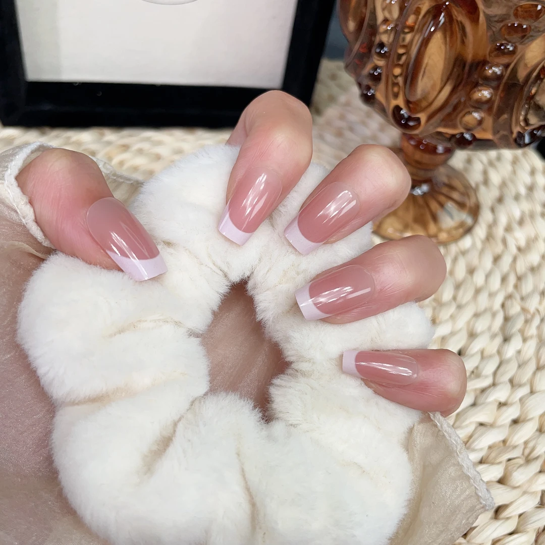 奶白法式穿戴甲高级轻奢时尚百搭温柔显白美甲80