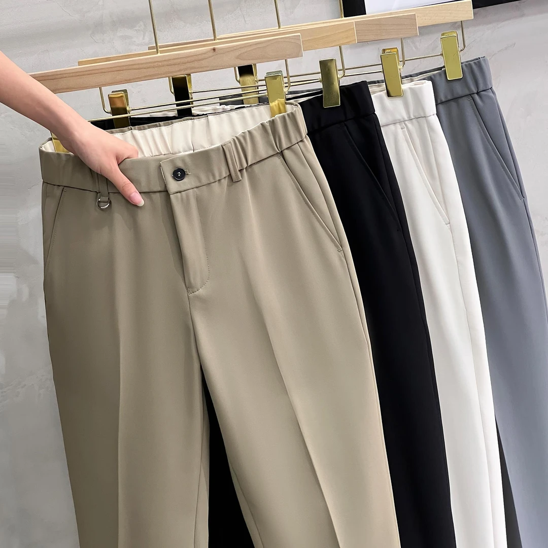 2024潮流九分西装裤男夏季薄款商务正装垂感西裤男士修身休闲时尚