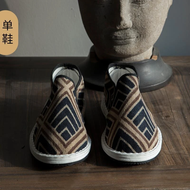 2024潮流老北京布鞋男春秋款舒适手工手纳千层底加厚绒爸爸开车软