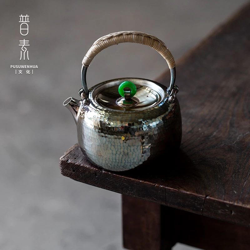张建新老师手作茶壶245cc 静谧999足银纯手工一张打茶壶泡茶壶