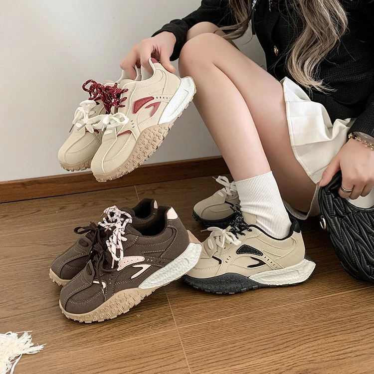 2024秋季欧洲站厚底系带运动鞋休闲鞋德训鞋阿甘鞋女鞋学生百搭