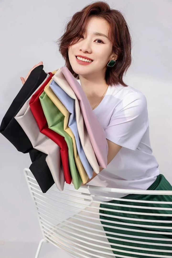 白色t恤女80支丝光棉圆领短袖2024夏桑蚕丝半袖V领精梳棉T恤上衣