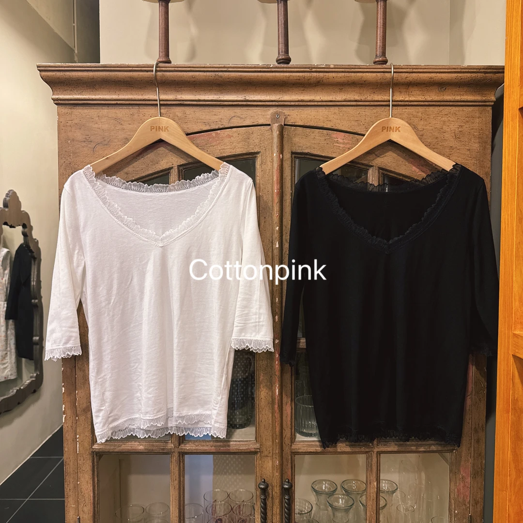 COTTONPINK女装蕾丝花边精致时尚T恤