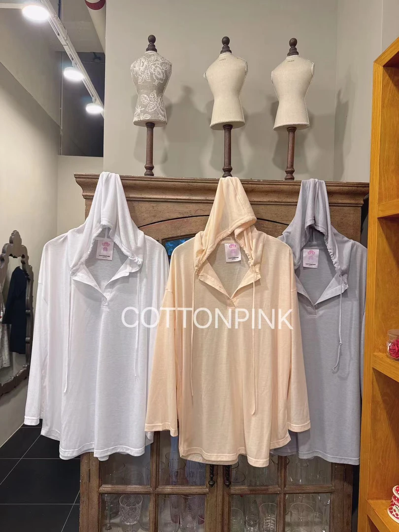 COTTONPINK女装时尚显瘦百搭连帽长袖上衣