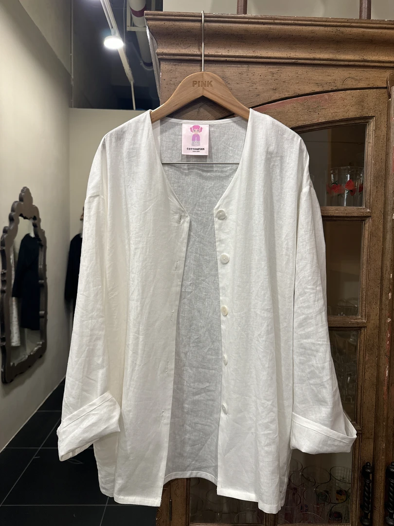COTTONPINK女装设计师款清冷感侘寂风亚麻上衣