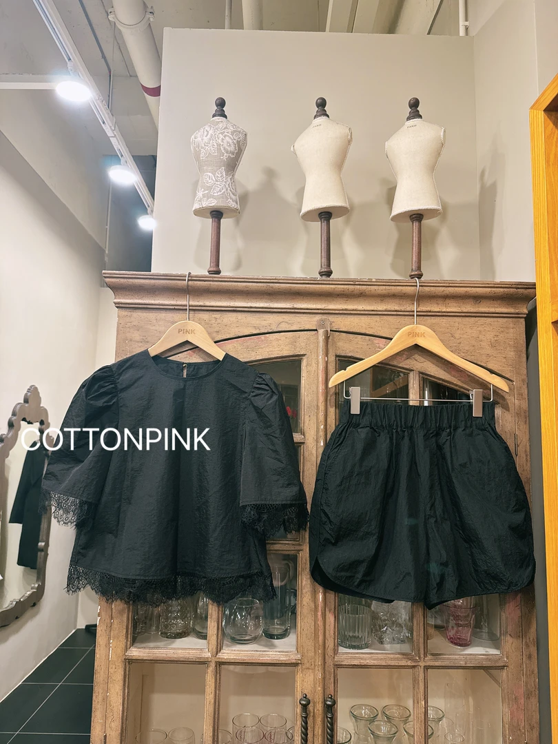 COTTONPINK女装设计师款蕾丝边时尚气质上衣女