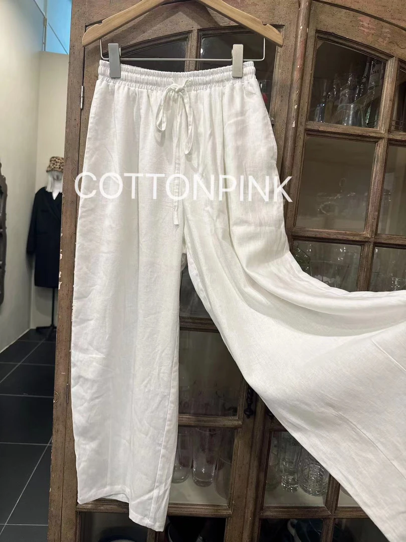 COTTONPINK休闲百搭慵懒风宽松显瘦气质亚麻长裤