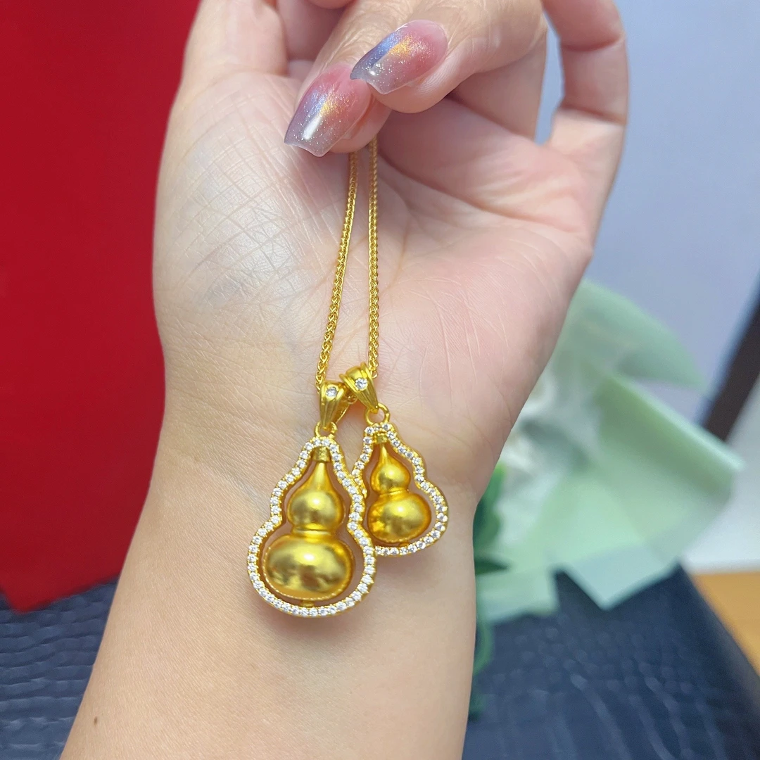 铜合金吊坠 韦雪同款葫芦吊坠可旋转双葫芦项链女可叠戴毛衣链