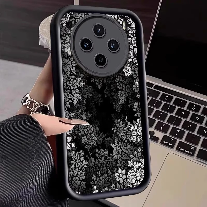 适用vivox200pro手机壳暗黑树叶花朵x100ultra保护套x200mini全包