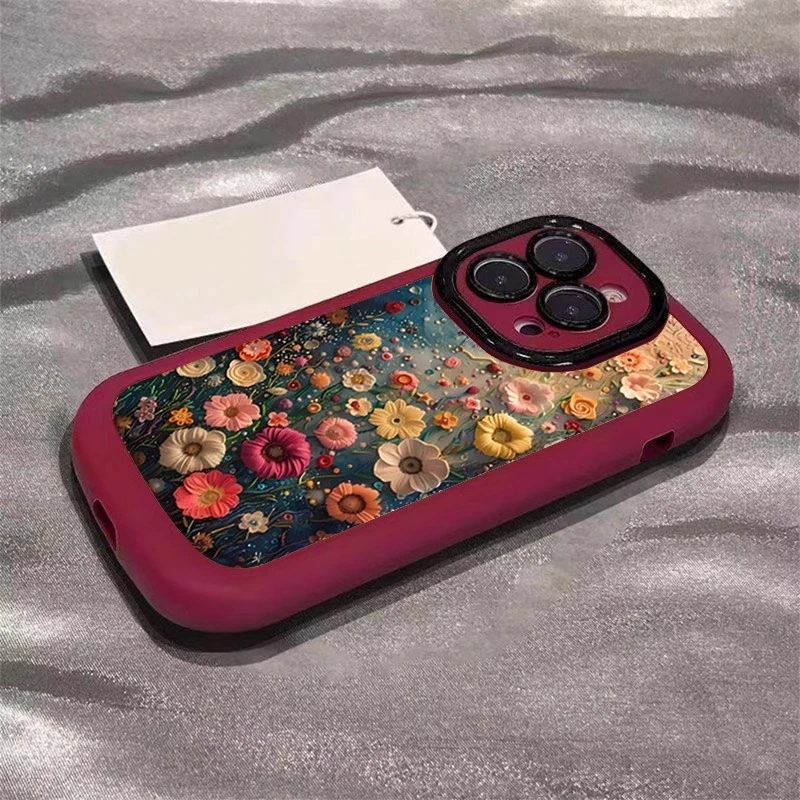 适用苹果16promax手机壳艺术花海15promax泡芙壳iphone14p保护套