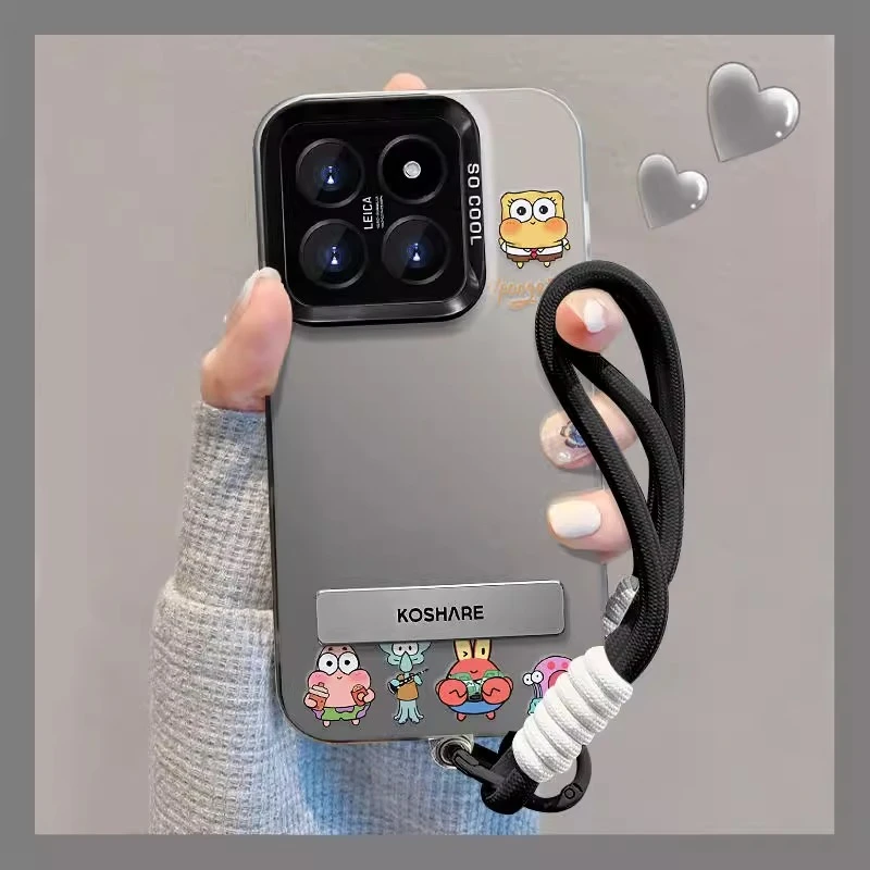 海绵宝宝适用小米15Pro手机壳简约14Ultra保护壳防摔红米k60彩银