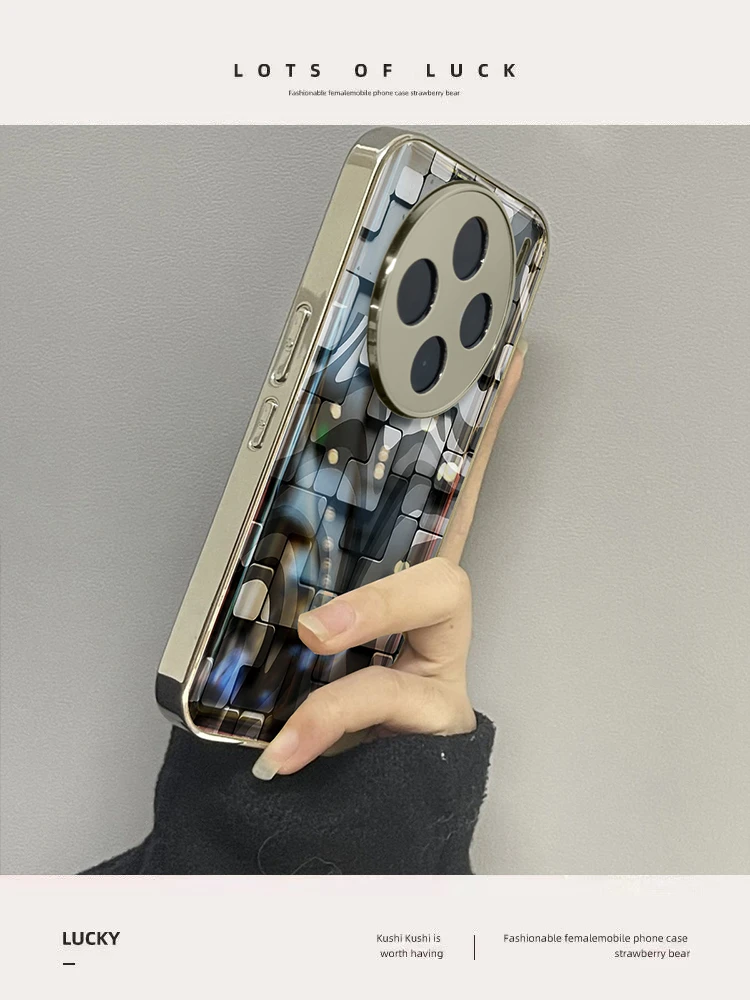 适用vivox100pro手机壳迷彩格纹90p电镀镜面保护套18镜头全包x60