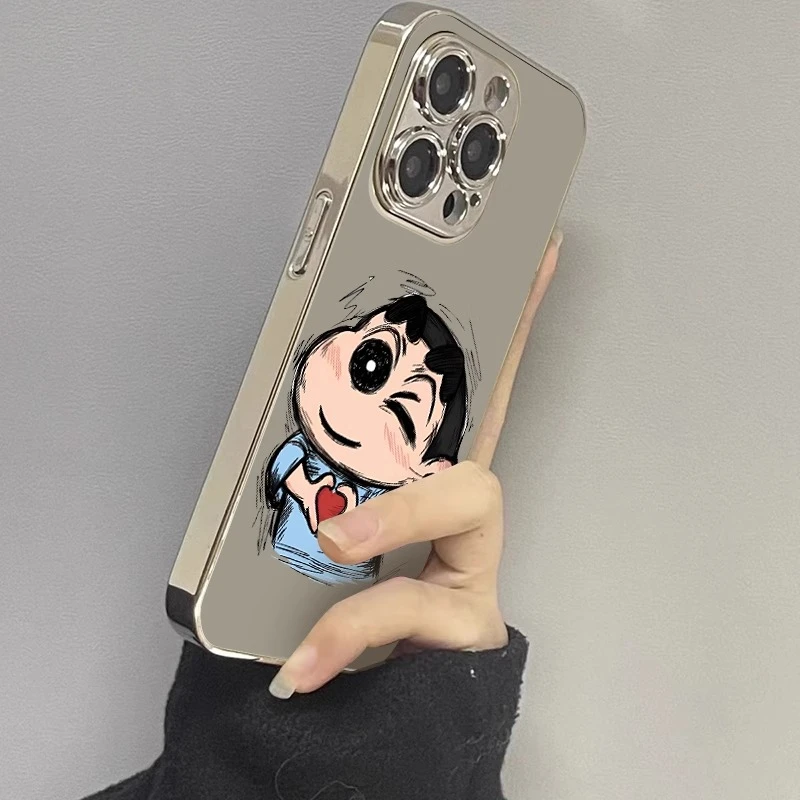 适用苹果16promax手机壳笔芯小新iPhone15promax保护套14pro卡通