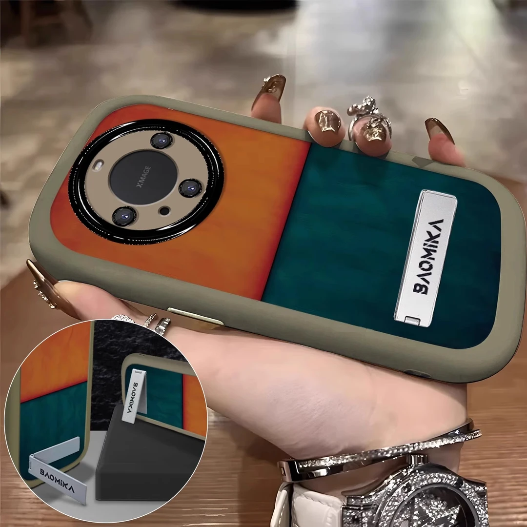 橙蓝拼接彩绘适用华为mate70pro手机壳防摔mate60pro保护套高级感