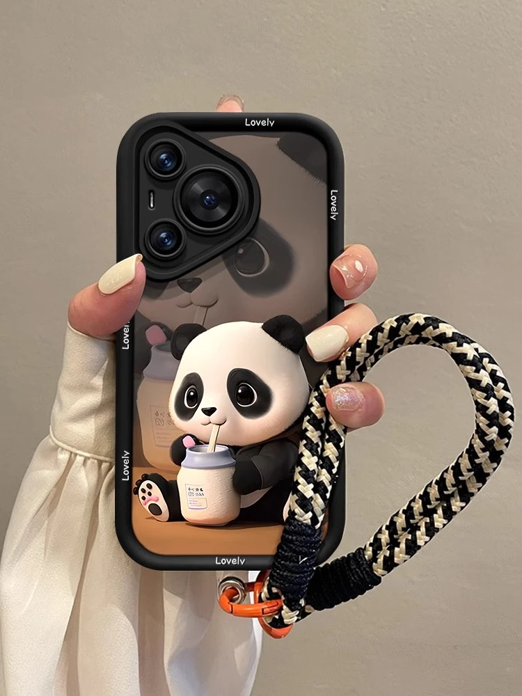 适用华为Pura70Ultra手机壳卡通熊猫mate60pro保护壳情侣p70pro