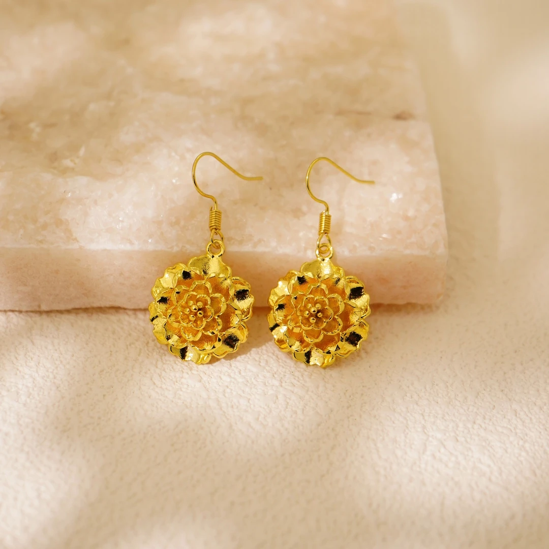 花开富贵玫瑰花耳环ZD0407