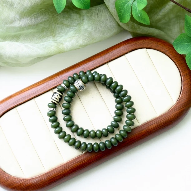 原创手作 墨上如玉贵人双圈 6*9mm 菩提根