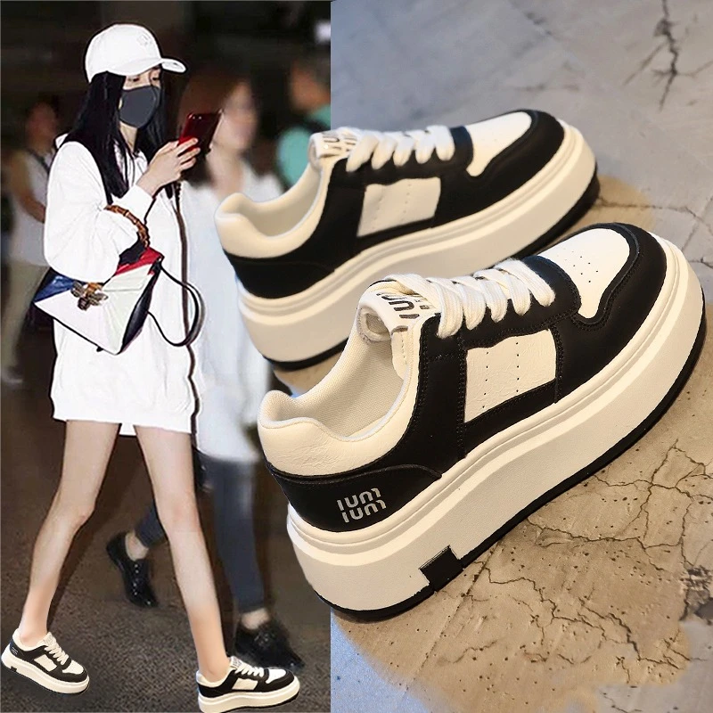 爆款厚底小白鞋女2024新款秋百搭小个子松糕增高女鞋超火休闲鞋