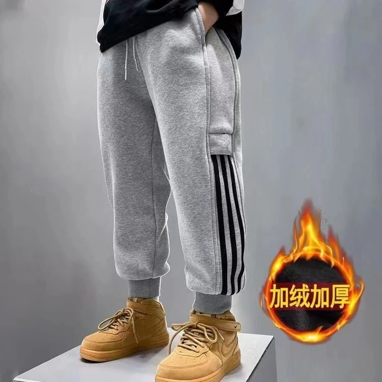 男童裤子童装卫裤加绒加厚中小童秋冬季新款保暖运动休闲束脚长裤