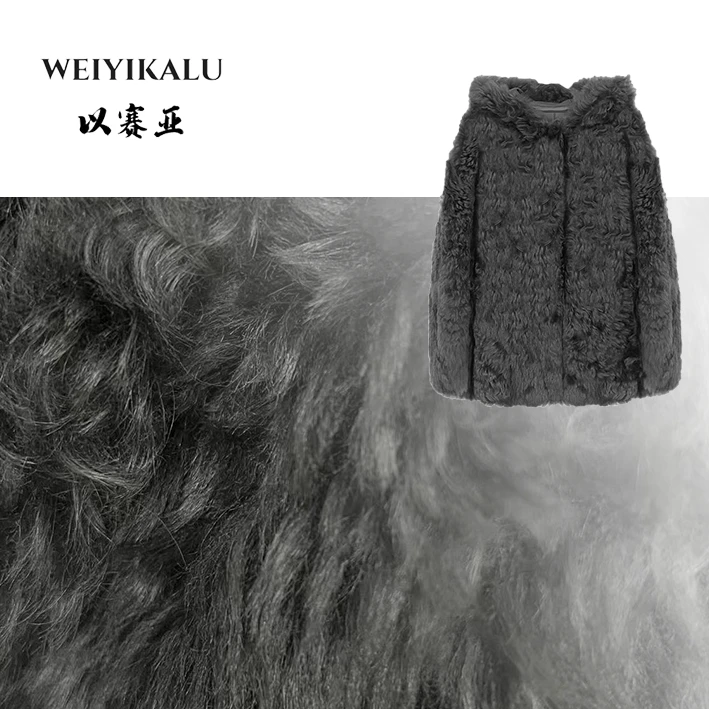 以赛亚 网红大魔王 24年DPZ皮草女款连帽暗扣宽松皮毛一体 8535