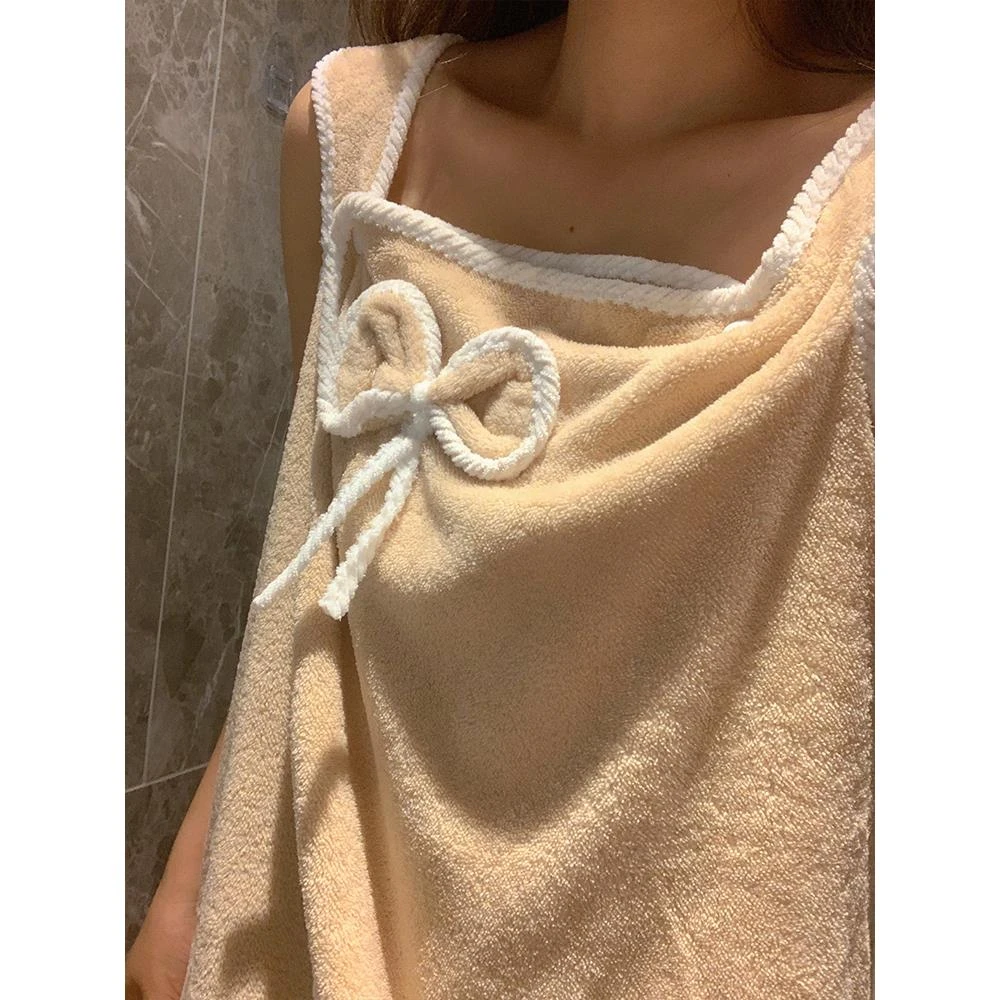 可穿浴巾女夏成人吊带浴裙可裹浴袍非纯棉家用吸水速干不掉毛浴裙