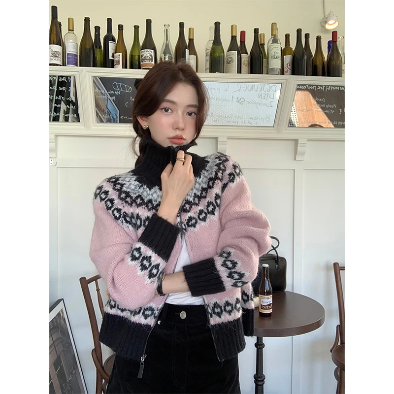 费尔岛软糯毛衣外套女ins秋冬韩版节日氛围感小个子百搭针织开衫