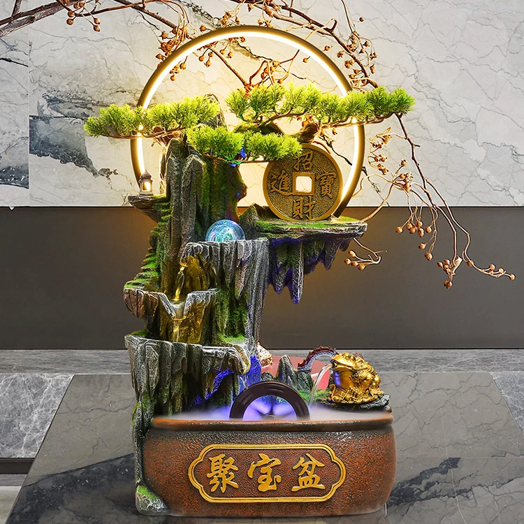 流水摆件循环水电视柜客厅办公室开业乔迁装饰品
