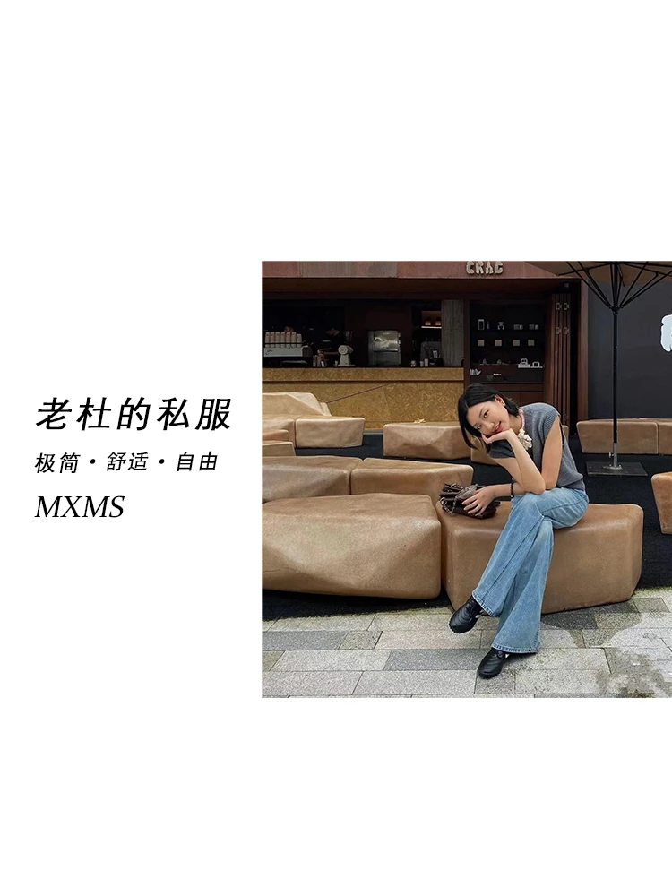 （美熙美树）1125-“净版膝盖捏褶”显瘦百搭韩版宽松直筒裤