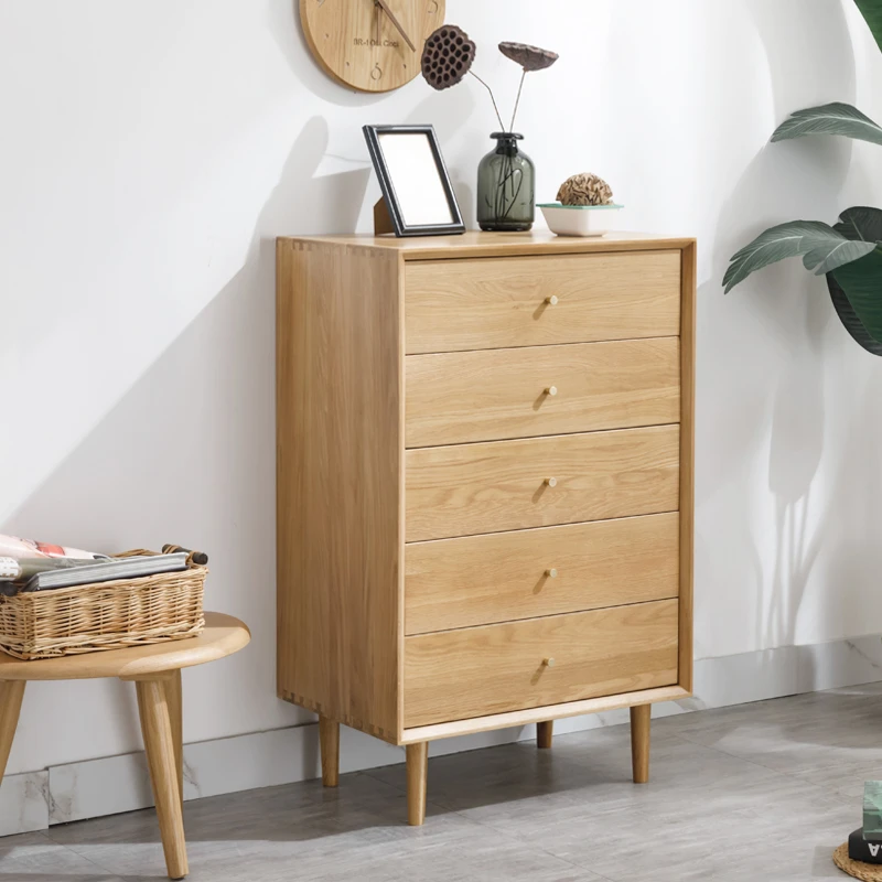 长友云端五斗柜实木进口白橡木客餐厅收纳柜斗橱储物柜北欧抽屉式