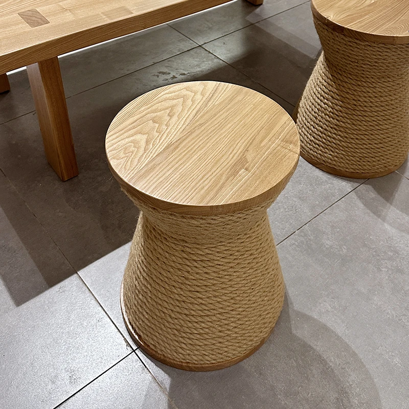 全实木白蜡木茶几木绳编墩墩子客厅家用创意简约禅意