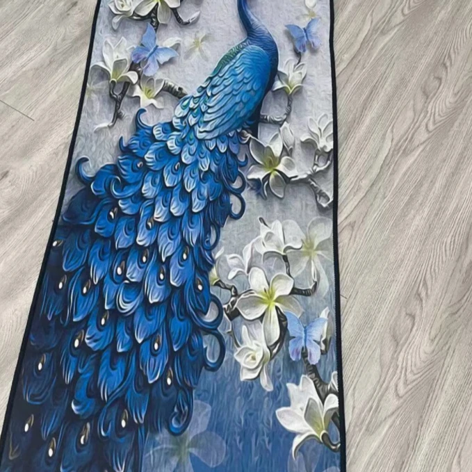 【拓美熙】【水晶绒地毯】漂亮孔雀60*160床边卧室地毯