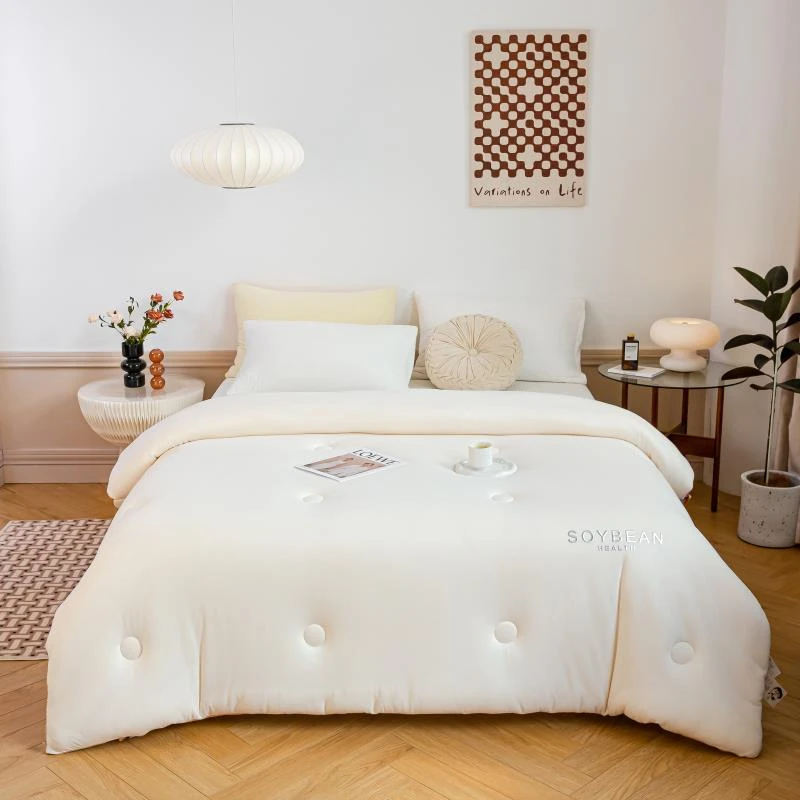 【布袋猪】白/黄 超划算！加厚温感纯色针织柔软大豆被