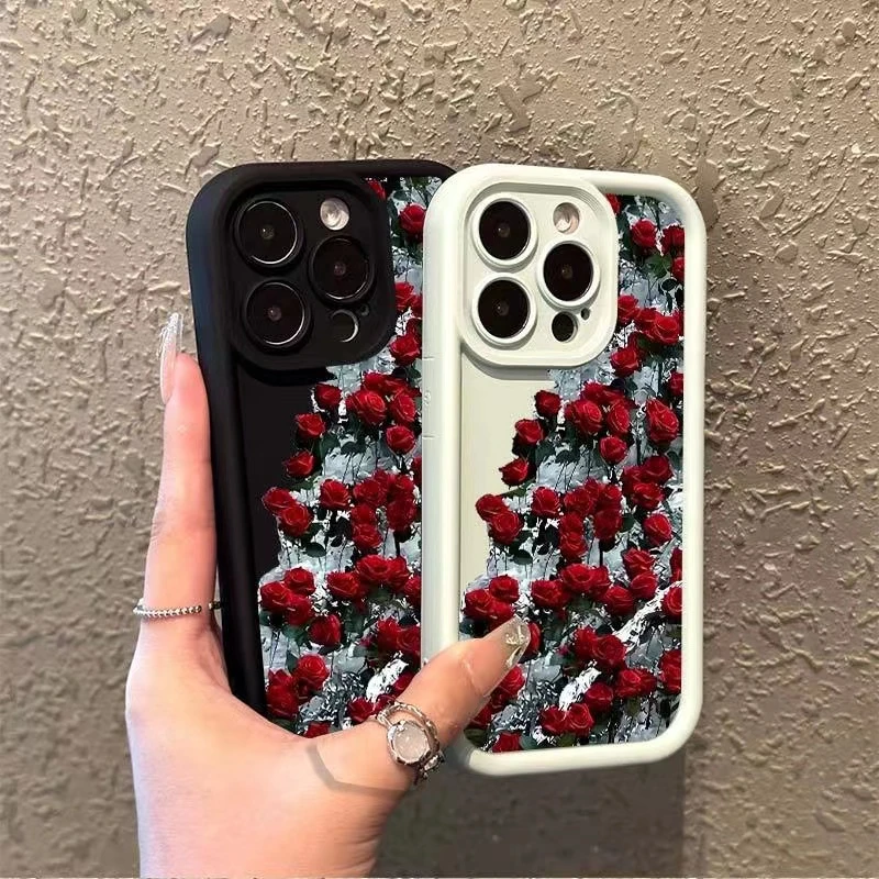 冰原玫瑰适用15苹果14多巴胺手机壳iPhone13promax磨砂12/11全包8