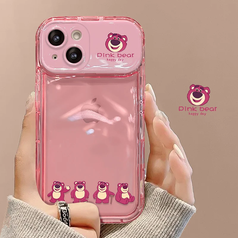 排排草莓熊iPhone15promax翻盖镜子苹果14Pro高级感13/12手机壳11