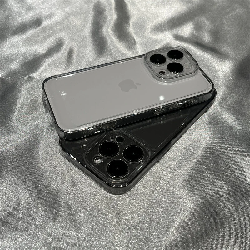简约透明适用苹果16手机壳15pro裸感iPhone14/13防摔12全包11软XS