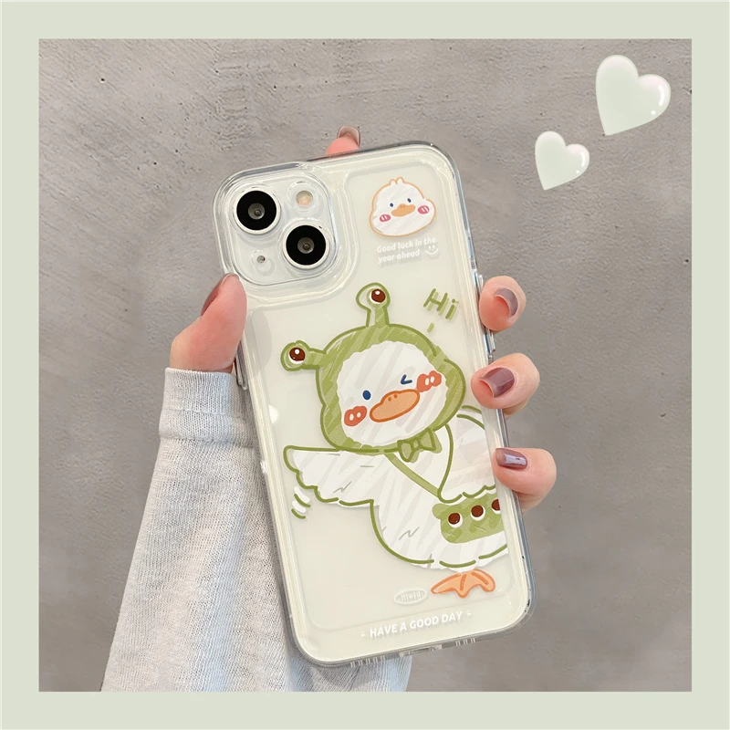可爱胖鸭子苹果15手机壳iPhone14promax趣味13卡通12防摔11全包XS
