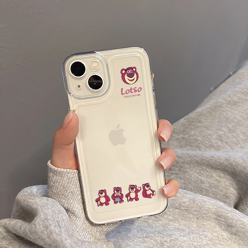 可爱简约草莓熊苹果13手机保护防摔壳卡通12promax全包iPhone14