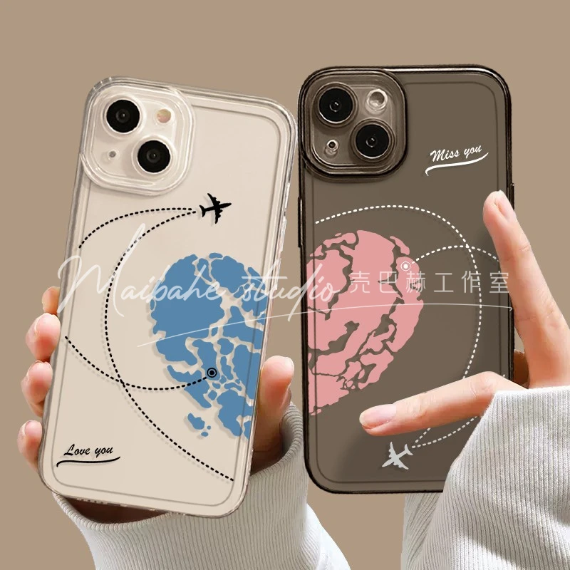 爱心地球iPhone13苹果12情侣11手机壳14promax简约xs清新7/8P全包