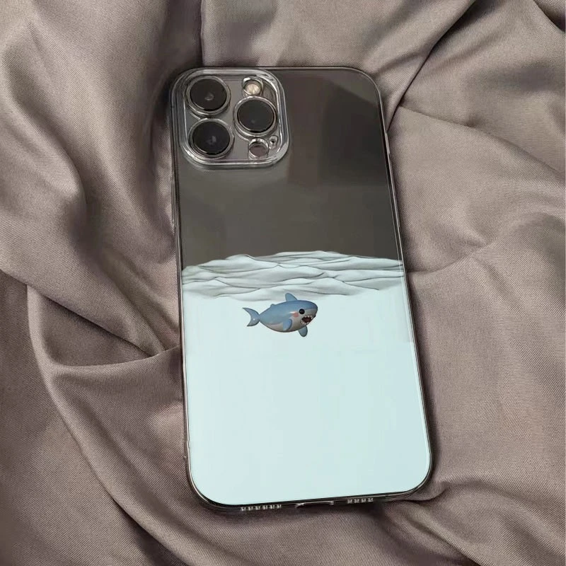 可爱深海小鲨鱼苹果14手机壳13promax趣味12透明11插画xr网红xs潮