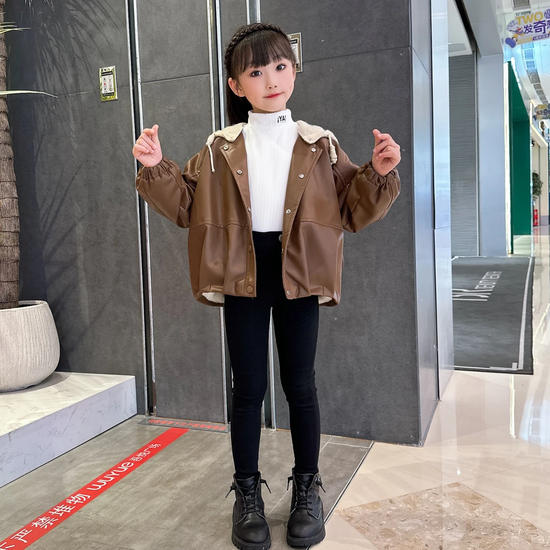 冬季新款皮衣夹克外套女童