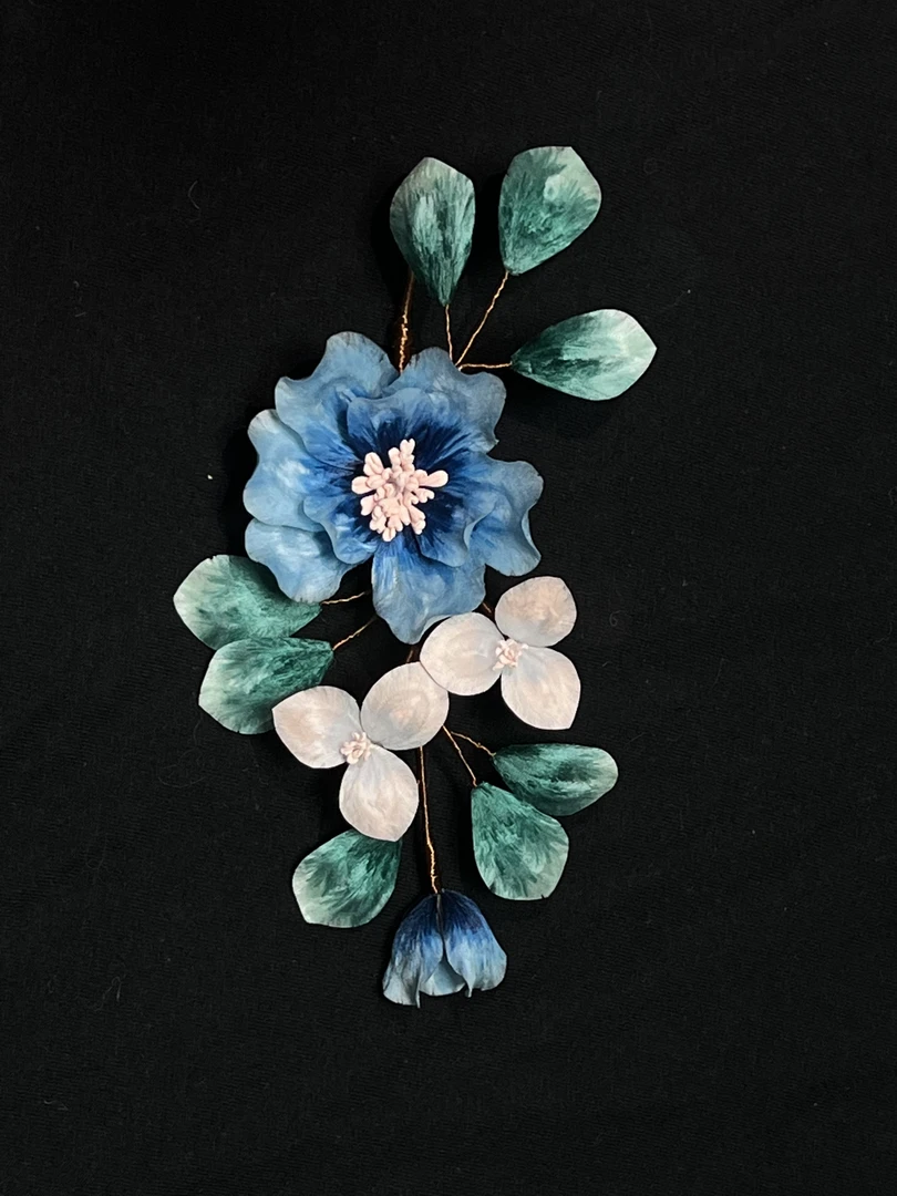 日常非遗绒花蚕丝线发钗日常百搭复古中式清新花朵汉服旗袍国风