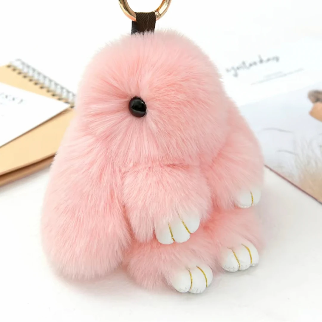 精品真皮獭兔可爱小兔兔汽车钥匙挂件包包挂饰