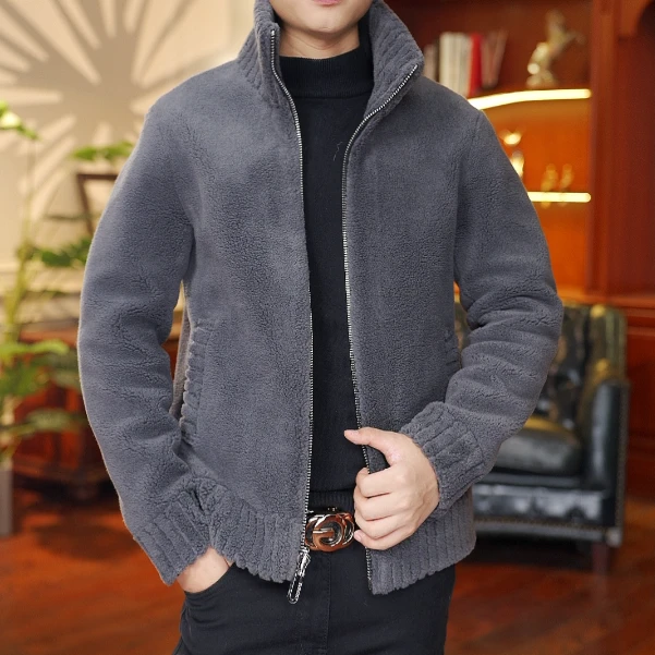 【官方严选】男士羊毛商务纯色休闲时尚保暖加厚夹克两面穿外套