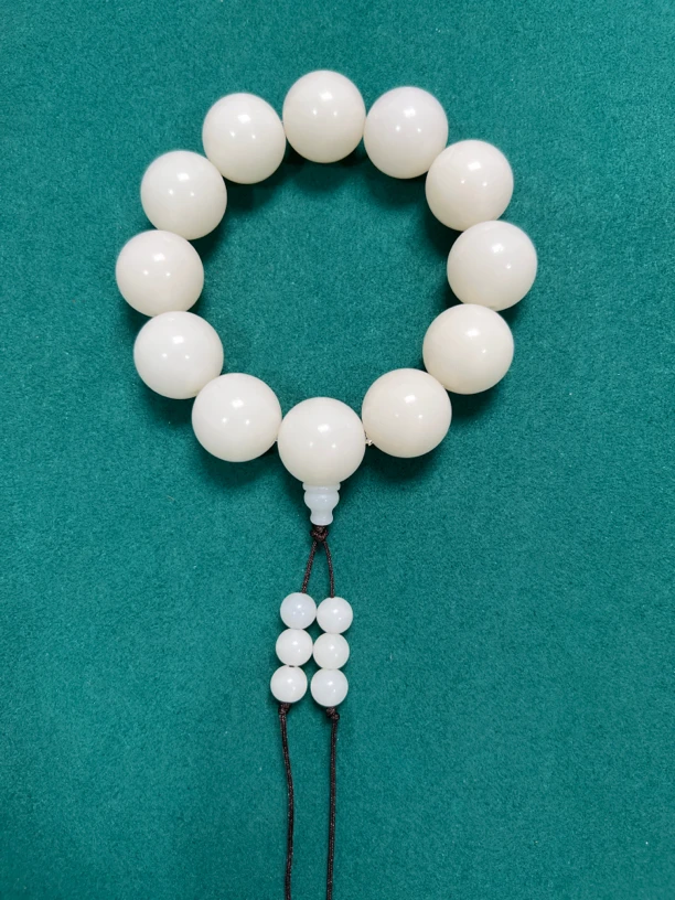 白玉菩提根三通弟子珠手串款可做念珠佛珠原色12颗（规格2.0）