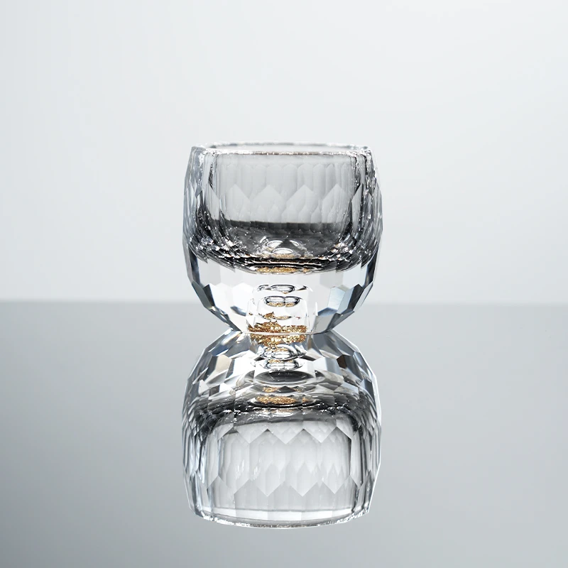 金箔水晶品茗杯功夫茶杯家用茶道主人杯手工高档防烫