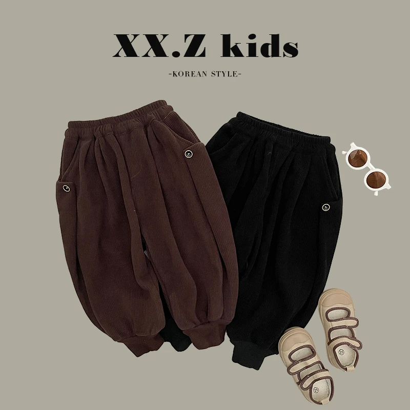 【小南瓜】现货冬装儿童韩版灯芯绒休闲加绒裤子HDM3128