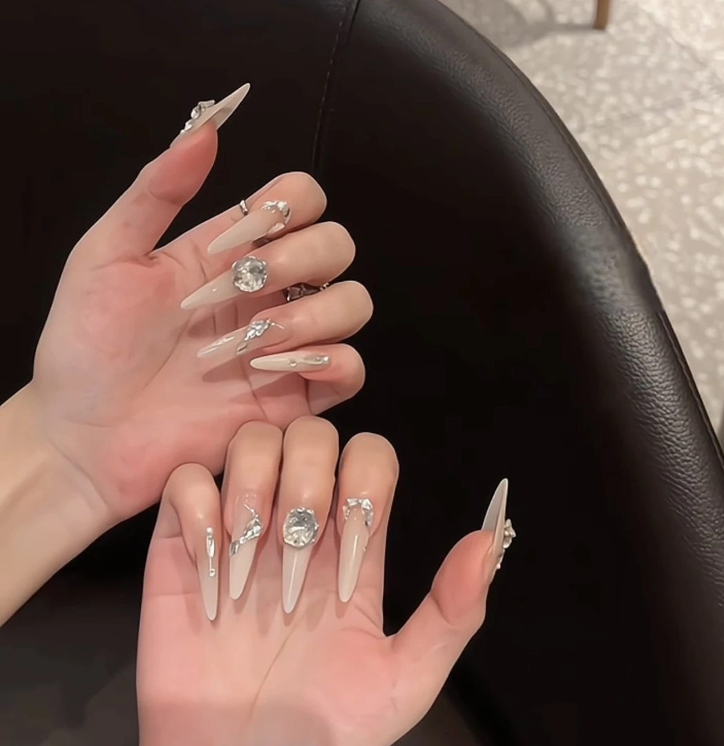 【月光倾城】纯手工美甲穿戴甲片穿戴式超长款重工高质量可拆卸爆闪