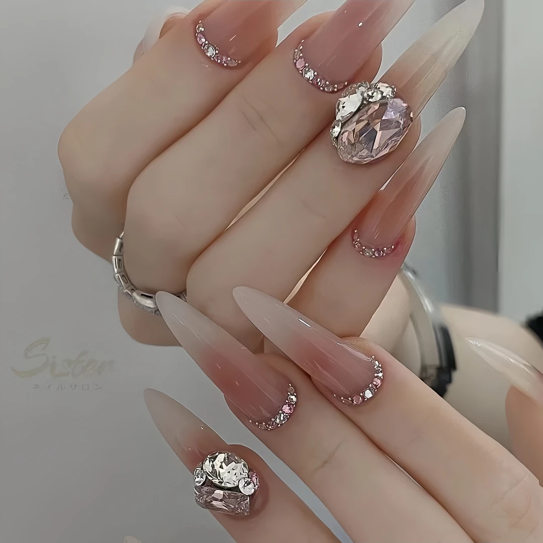 【轻奢女王】纯手工穿戴美甲贴杏仁甲加长甲片气质高端穿戴式可拆卸