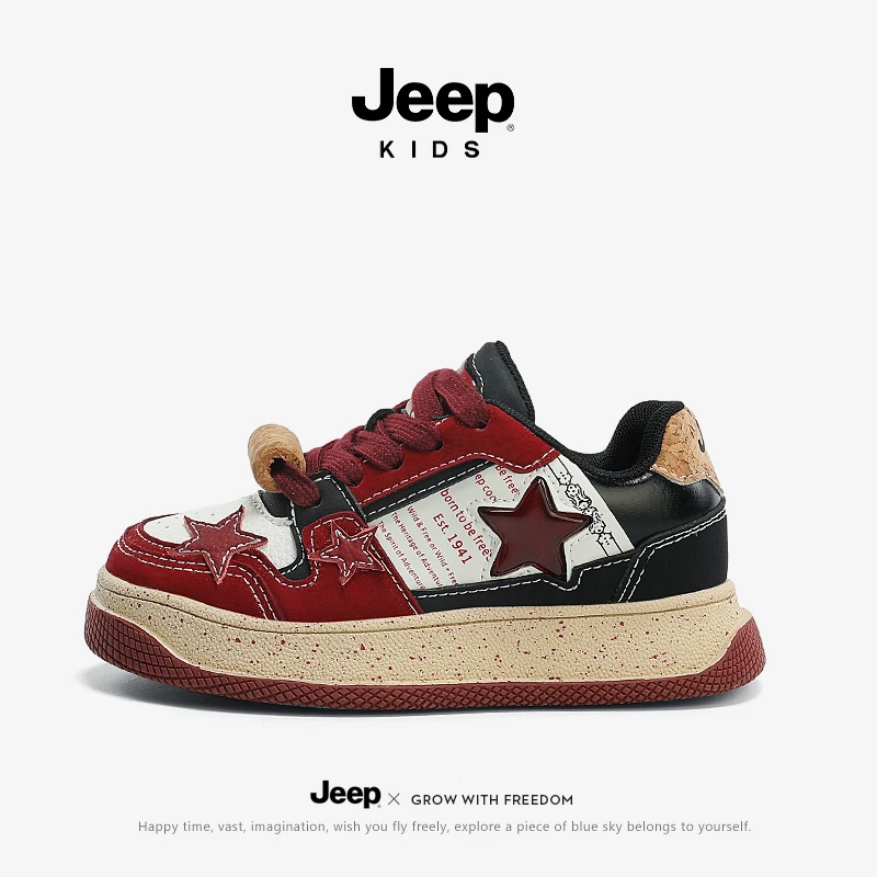 jeep吉普ins休闲运动鞋2024新款秋季男童6-12岁中大童板鞋女童鞋